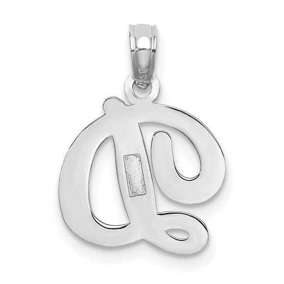 10K White Gold Polished D Script Initial Charm - Picture 9 of 9